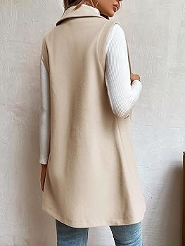 IDEALSANXUN Long Vest for Women Sleeveless Blazer Tweed